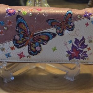 NWT Multicolor Leather Embroidered Snap Wallet